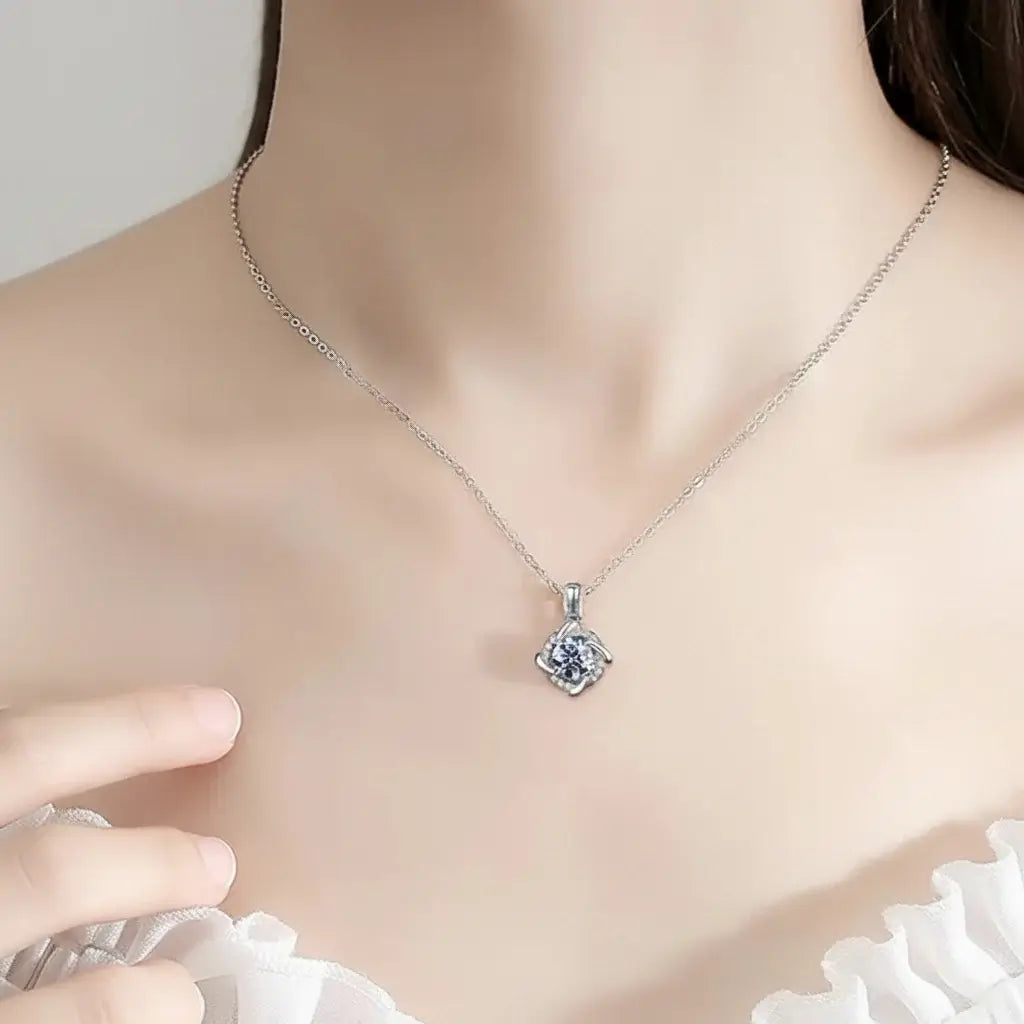 925 silver moissanite necklace Silver Destiny Moissanite Pendant - Hadi Craft
