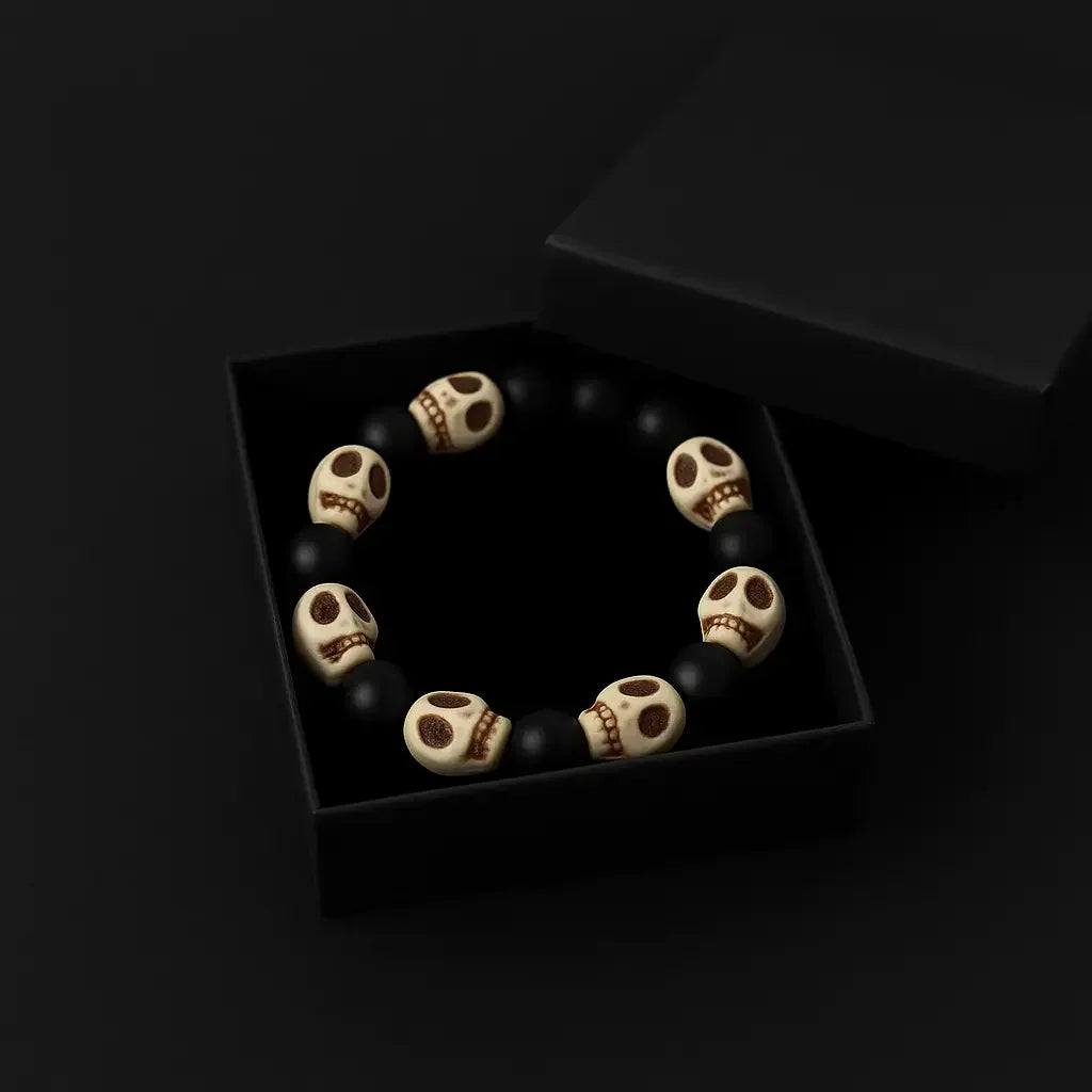 Handmade Halloween Skull stone Bead Bracelet Hadi Craft