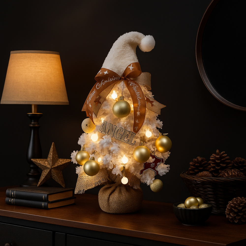 Pre-Lit Mini Tabletop Christmas Tree with Lights Artificial Pine Holiday Decor for Home, Office & Party