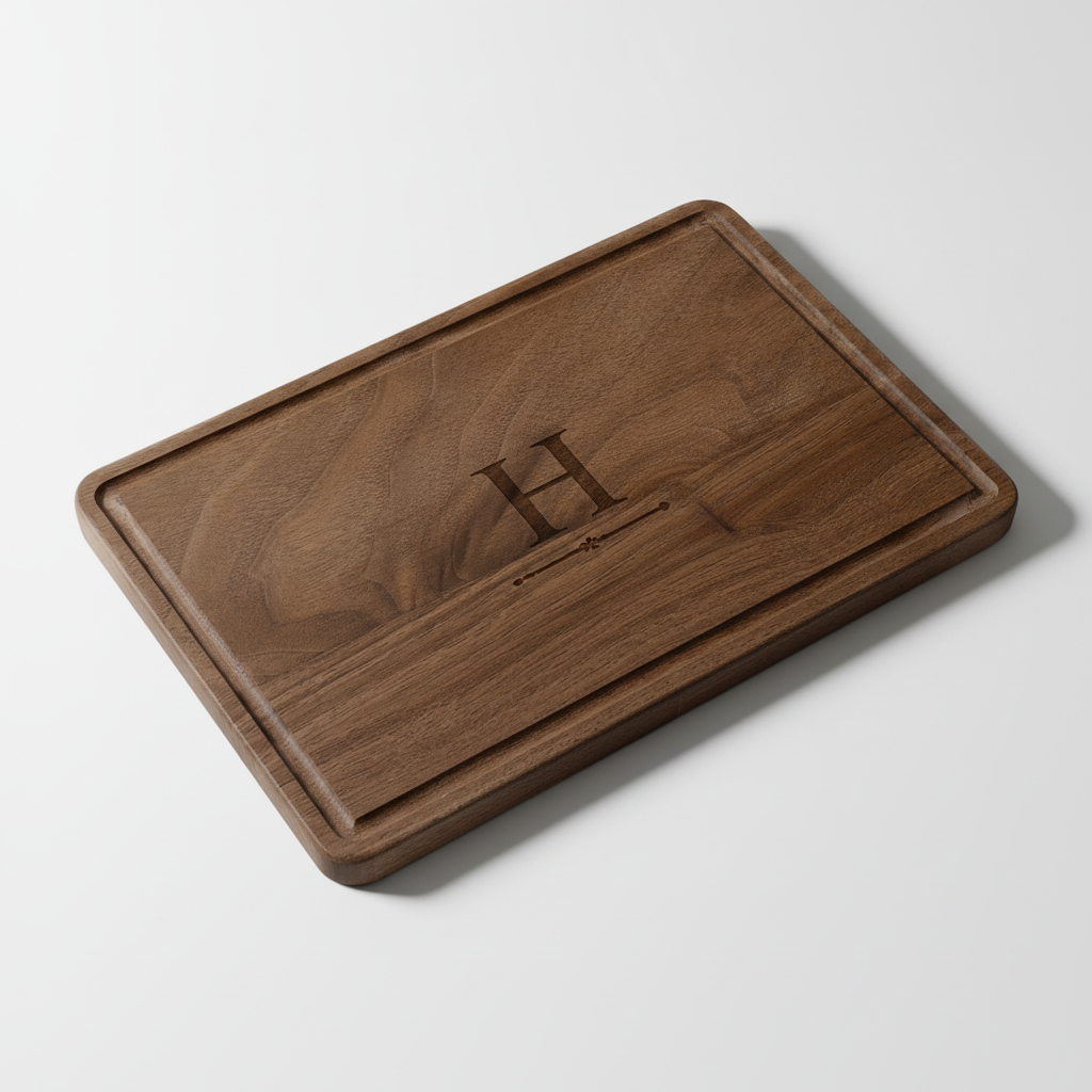 9" x 6" Walnut Cutting Board with Drip Ring & Custom Personalized Engraving