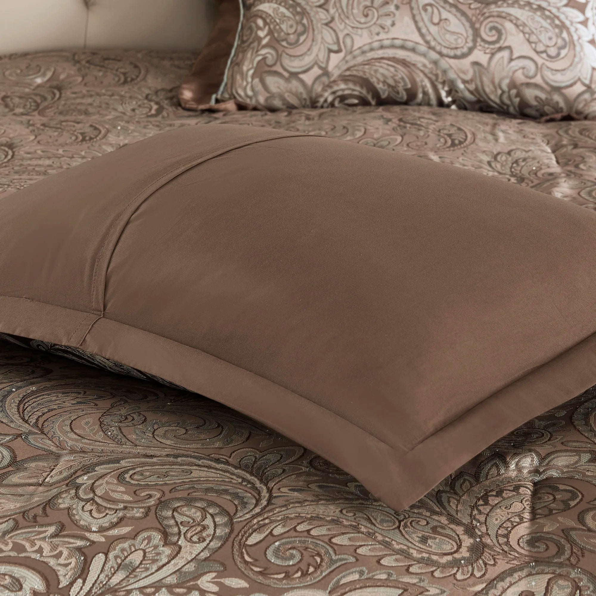 Comforter Set with Cotton Bed Sheets Blue/Brown Queen, 12 Piece