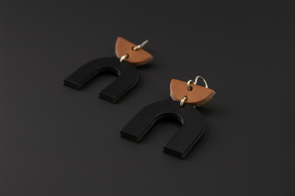 Arched Leather Earrings – Modern & Lightweight