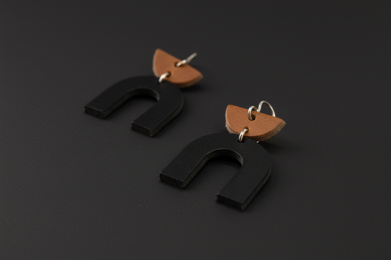 Arched Leather Earrings – Modern & Lightweight