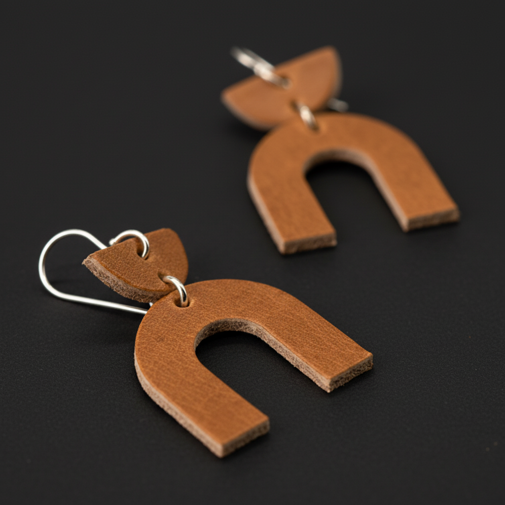 Arched Leather Earrings – Modern & Lightweight