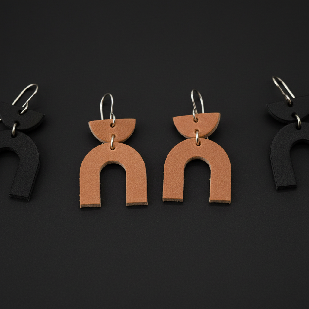 Arched Leather Earrings – Modern & Lightweight
