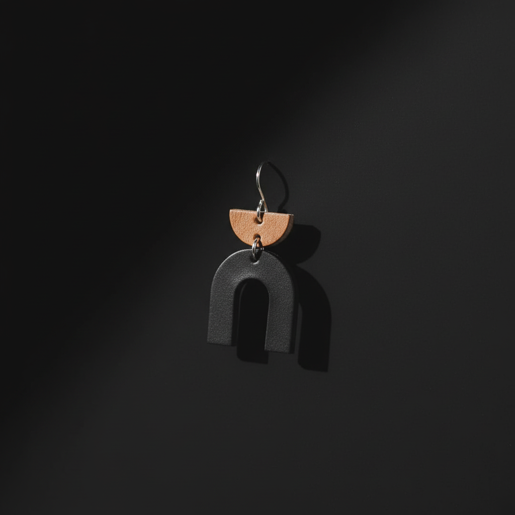 Arched Leather Earrings – Modern & Lightweight