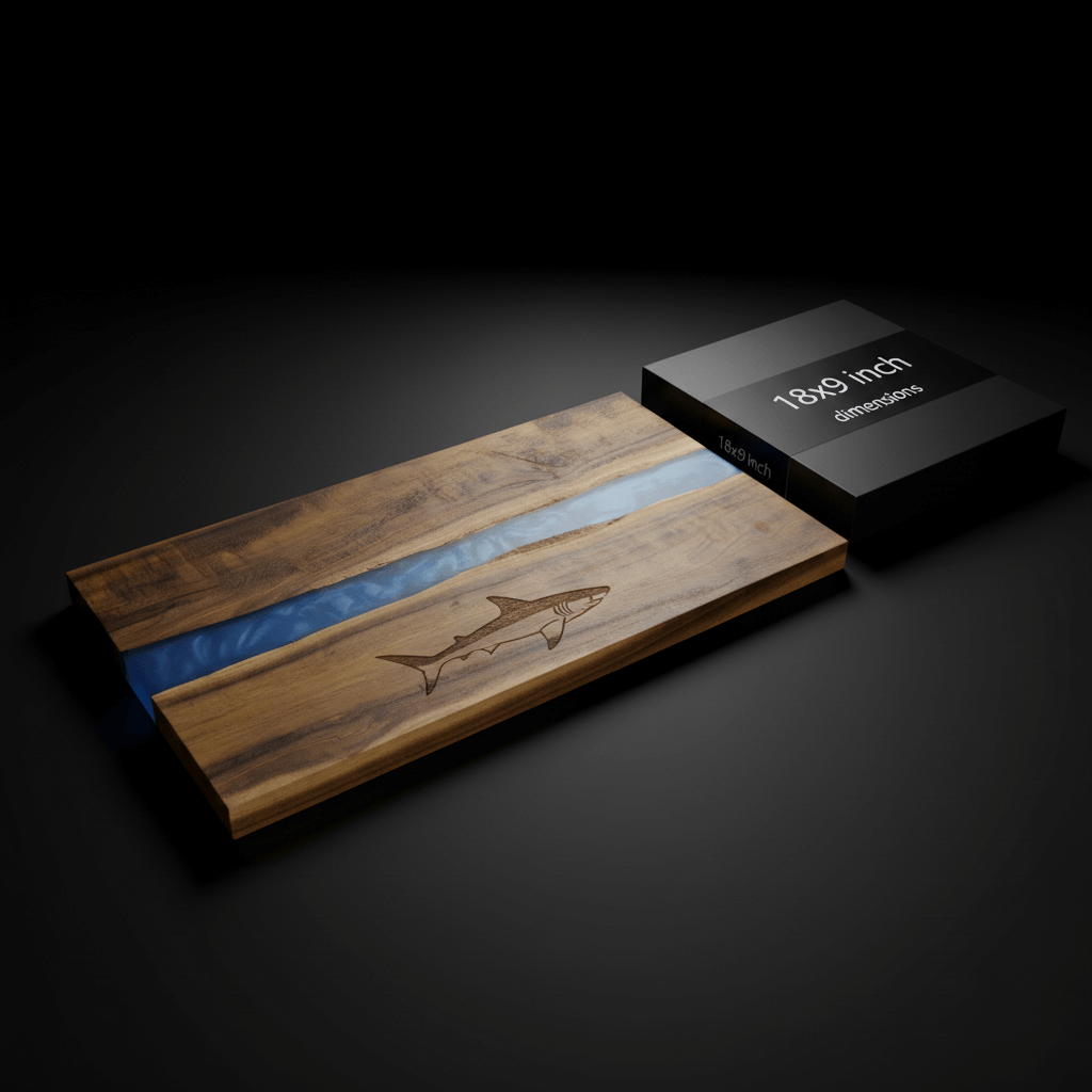 Acacia Wood Serving Board with Blue Pearl Resin | Custom Engraved Charcuterie Board | Personalized Gift for Kitchen & Events - Hadi Craft