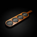 Acacia Wood & Slate Serving Board with Handle – 18×12 Inch Charcuterie & Appetizer Board | Handmade Natural Wood - Hadi Craft