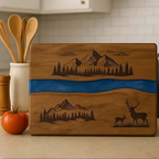 Acacia with Blue Pearl Resin Serving Board - Hadi Craft