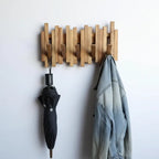 Acacia wood coat rack Wall Mounted with Flip Down Hooks, Entryway - Hadi Craft