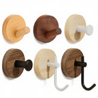 Adhesive Walnut Wood Wall Hook – Modern Bathroom Towel & Coat Hanger - Hadi Craft