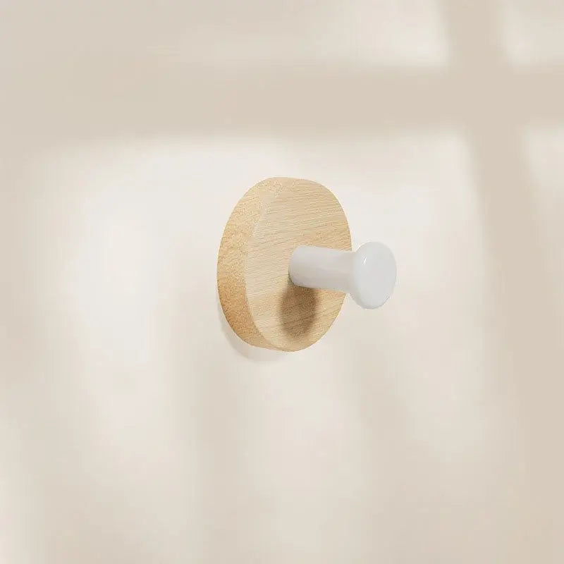 Adhesive Walnut Wood Wall Hook – Modern Bathroom Towel & Coat Hanger - Hadi Craft