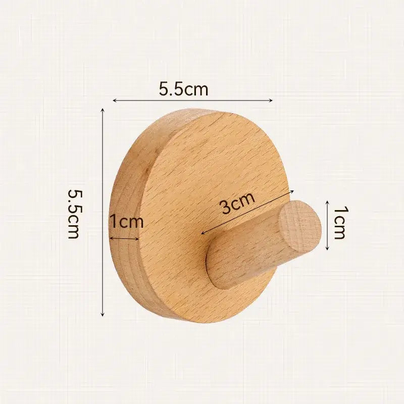 Adhesive Walnut Wood Wall Hook – Modern Bathroom Towel & Coat Hanger - Hadi Craft