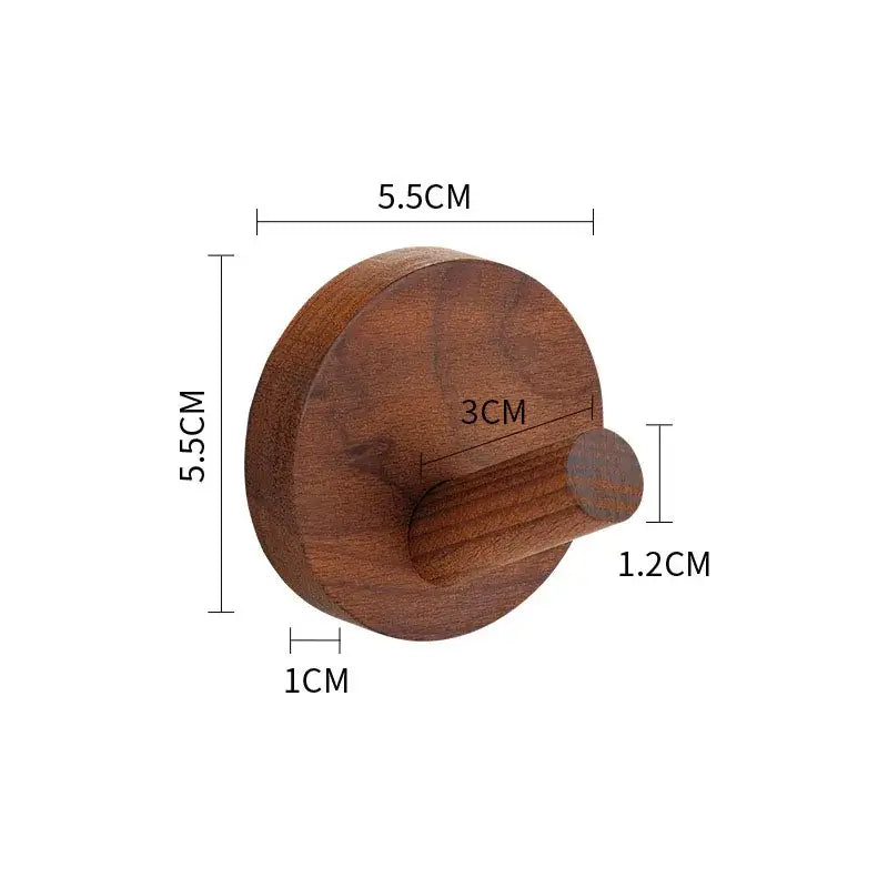 Adhesive Walnut Wood Wall Hook – Modern Bathroom Towel & Coat Hanger - Hadi Craft