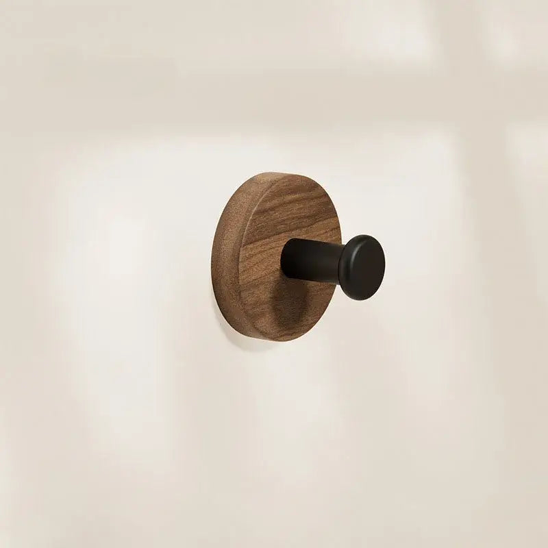 Adhesive Walnut Wood Wall Hook – Modern Bathroom Towel & Coat Hanger - Hadi Craft