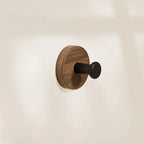 Adhesive Walnut Wood Wall Hook – Modern Bathroom Towel & Coat Hanger - Hadi Craft