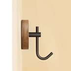 Adhesive Walnut Wood Wall Hook – Modern Bathroom Towel & Coat Hanger - Hadi Craft