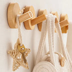 Adhesive Walnut Wood Wall Hook – Modern Bathroom Towel & Coat Hanger - Hadi Craft