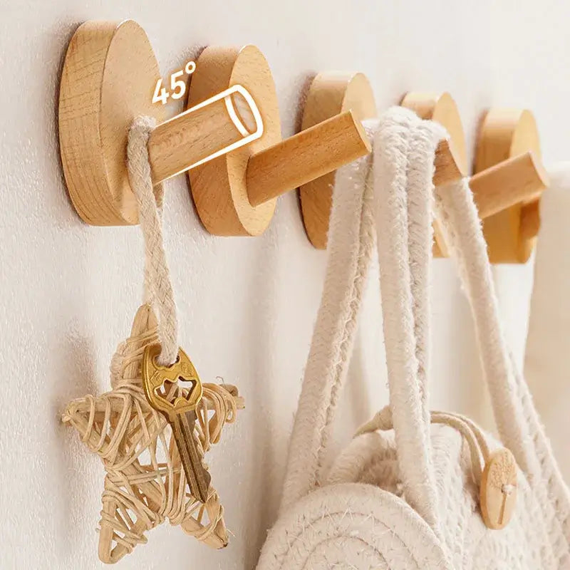 Adhesive Walnut Wood Wall Hook – Modern Bathroom Towel & Coat Hanger - Hadi Craft