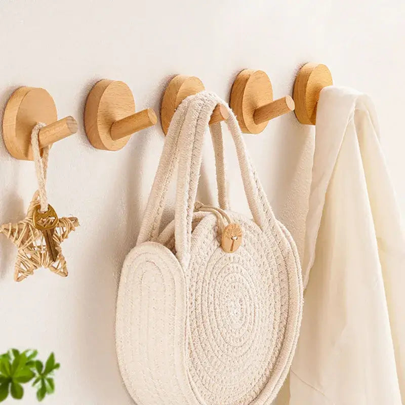 Adhesive Walnut Wood Wall Hook – Modern Bathroom Towel & Coat Hanger - Hadi Craft