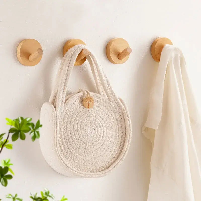 Adhesive Walnut Wood Wall Hook – Modern Bathroom Towel & Coat Hanger - Hadi Craft