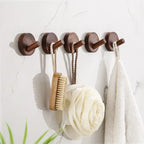 Adhesive Walnut Wood Wall Hook – Modern Bathroom Towel & Coat Hanger - Hadi Craft