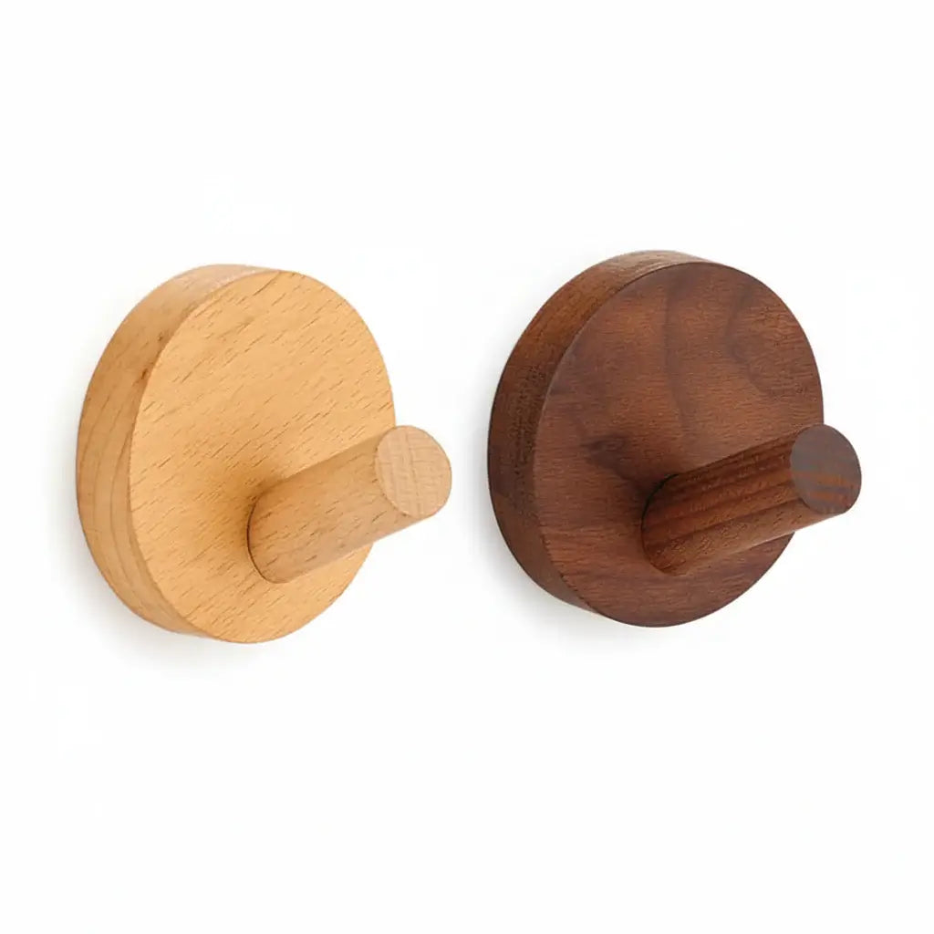 Adhesive Wooden Coat Hooks - Hadi Craft USA | 4 Pack