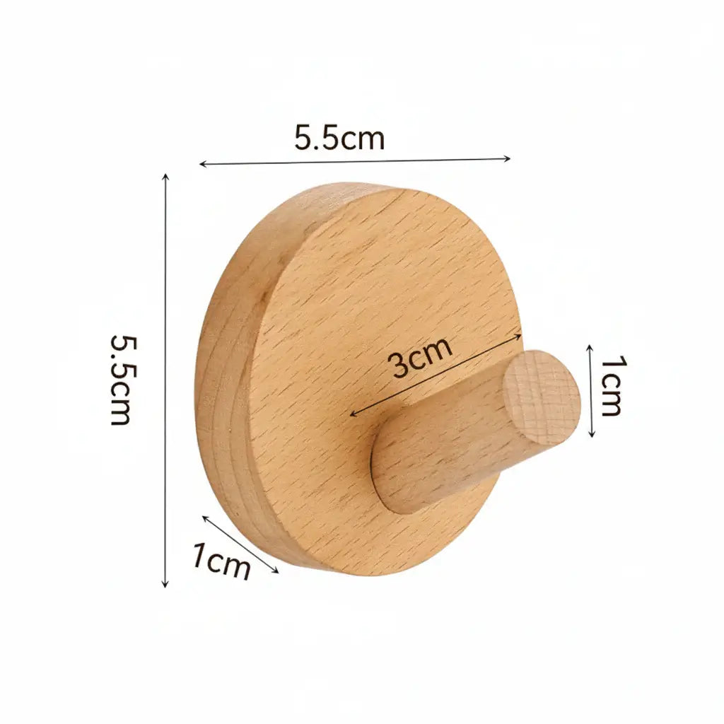 Adhesive Wooden Coat Hooks - Hadi Craft USA | 4 Pack