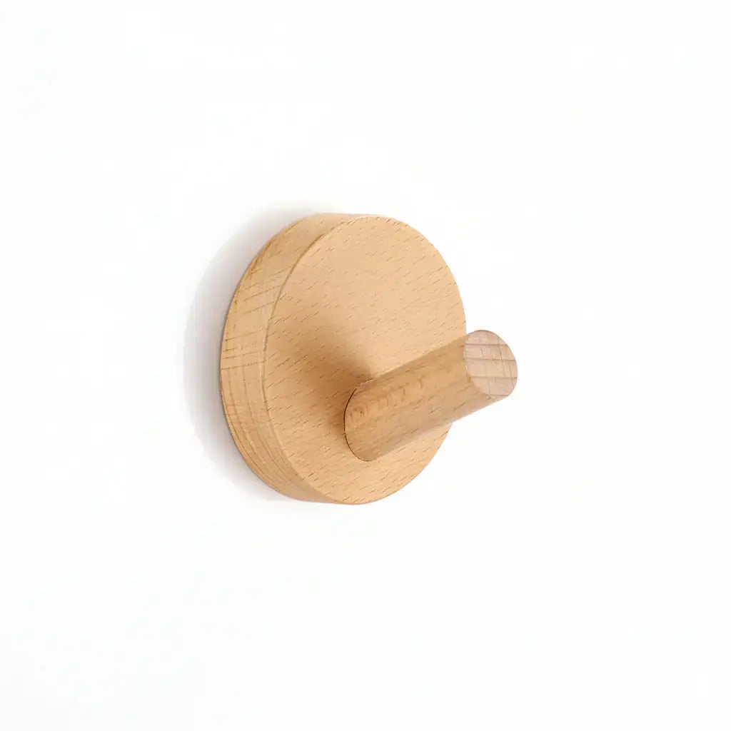 Adhesive Wooden Coat Hooks Wall Hooks 4 Pack, Seamless Hooks - Hadi Craft