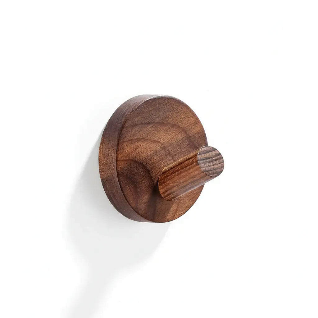 Adhesive Wooden Coat Hooks Wall Hooks 4 Pack, Seamless Hooks - Hadi Craft