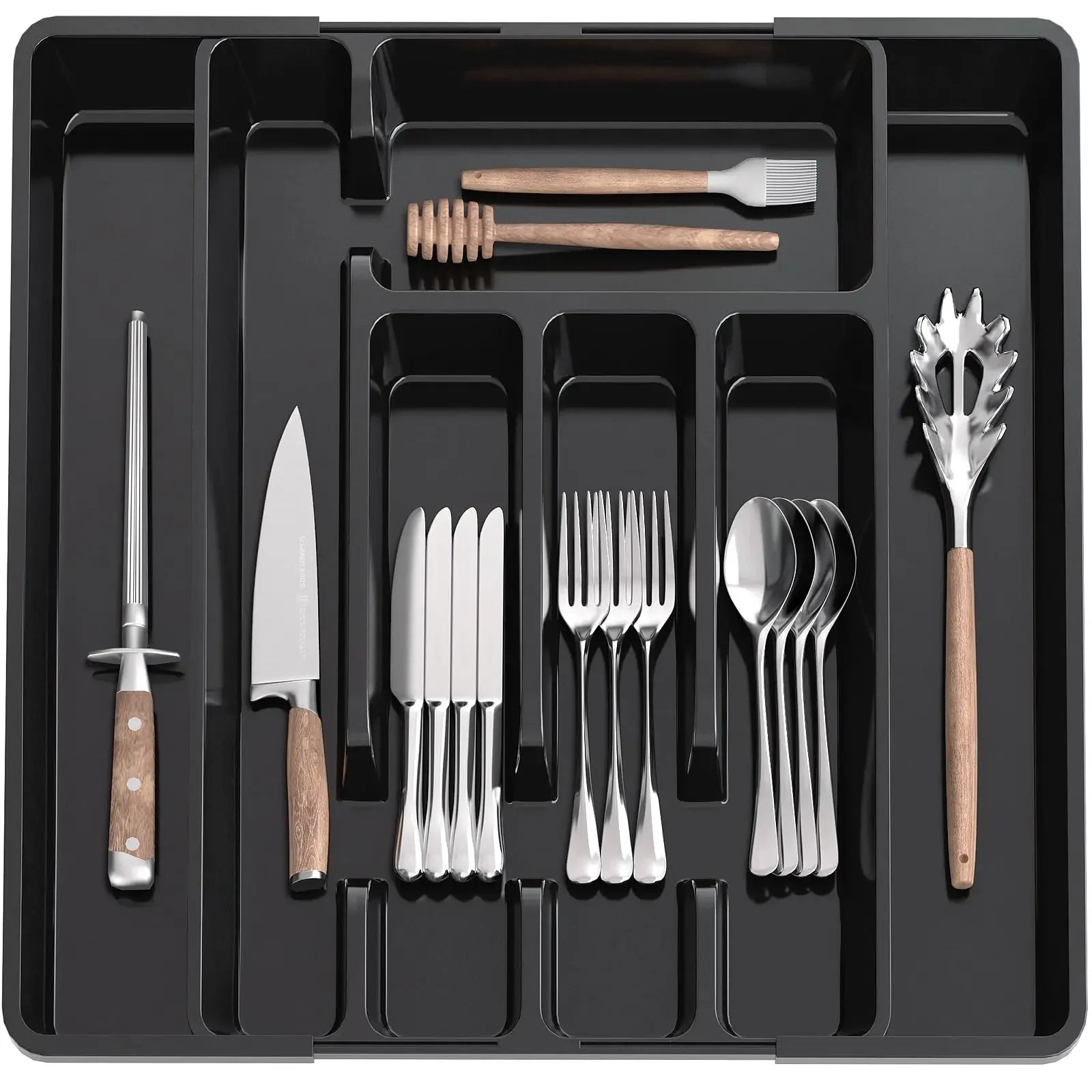 Adjustable Pantry Organizer Utensil Cutlery Drawer for Forks Knives Silverware Expandable Kitchen Drawer Kitchen Organizer Tray - Hadi Craft