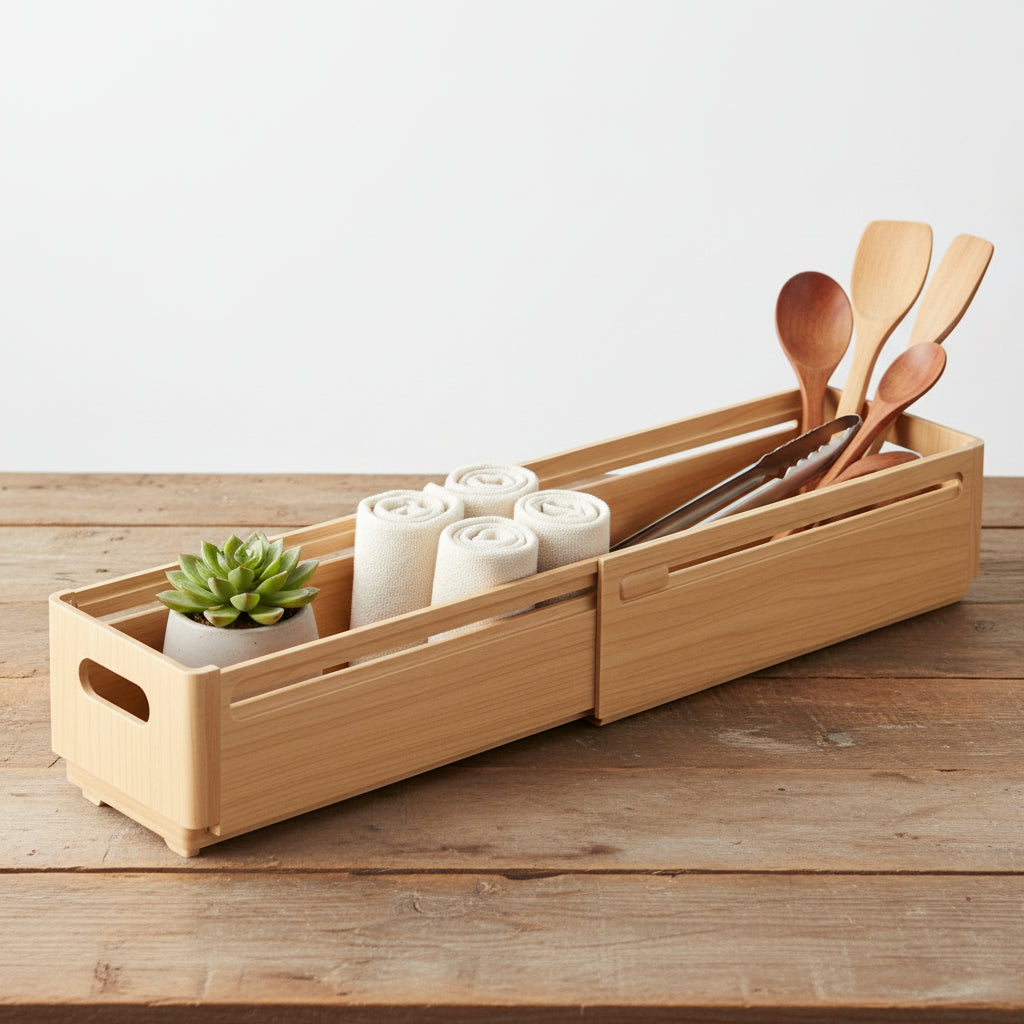 Adjustable drawer organizer Retractable Stackable Storage Box - Hadi Craft