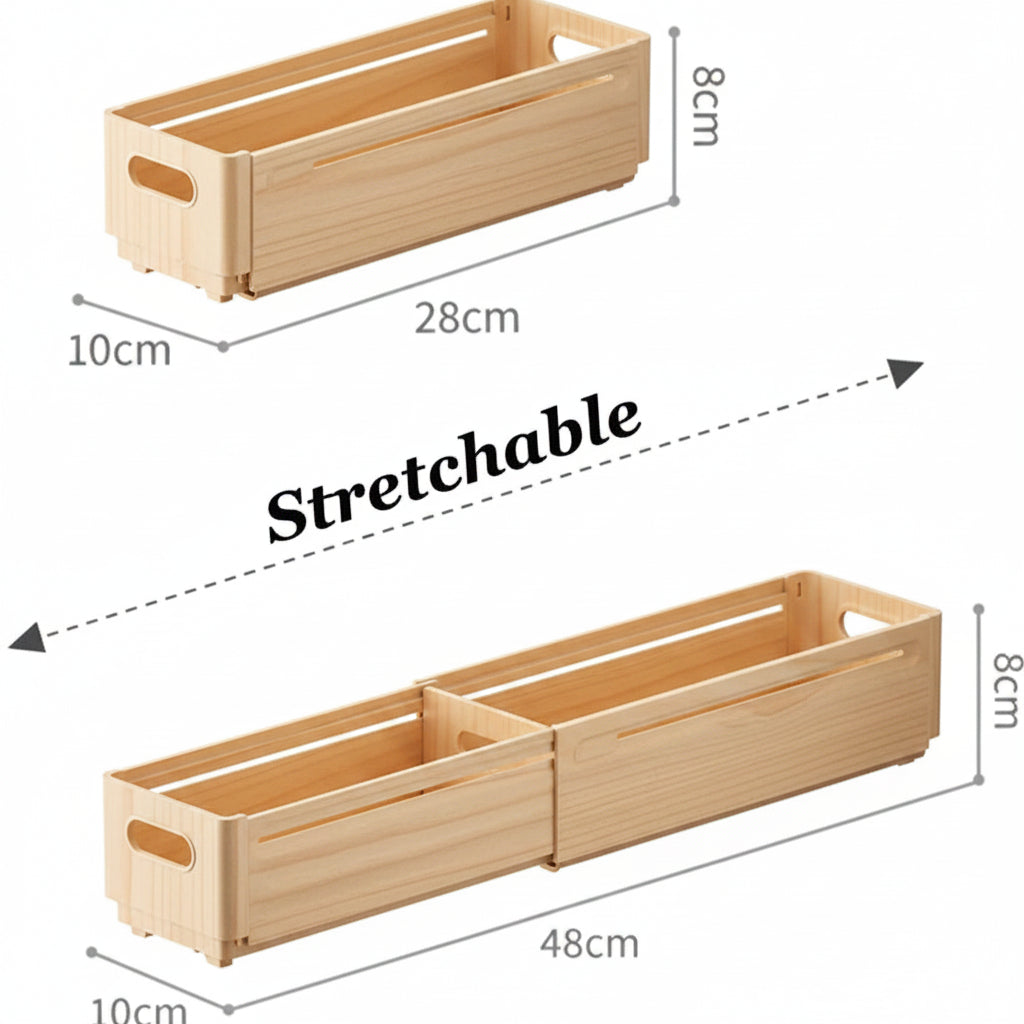 Adjustable drawer organizer Retractable Stackable Storage Box - Hadi Craft