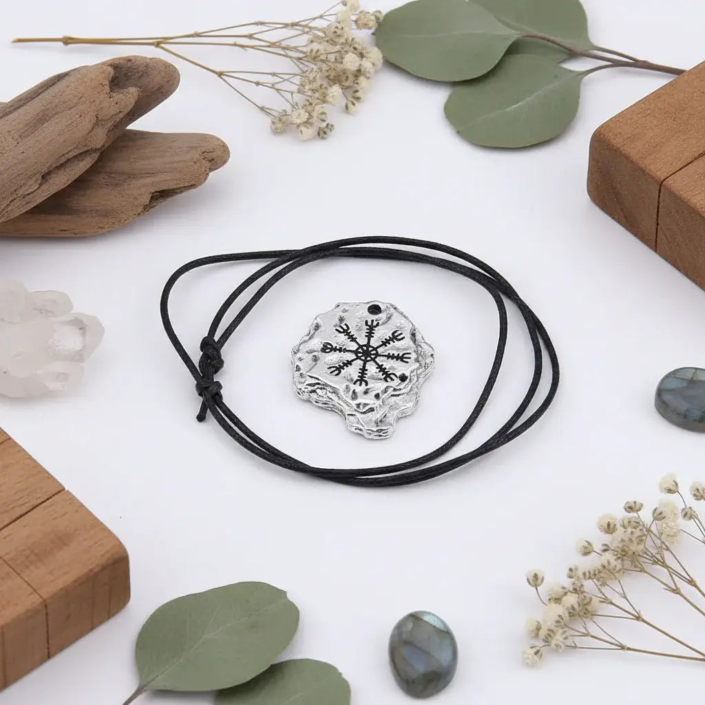 Aegishjalmr Viking necklace for men – Viking Rune Pendant Norse Amulet - Hadi Craft