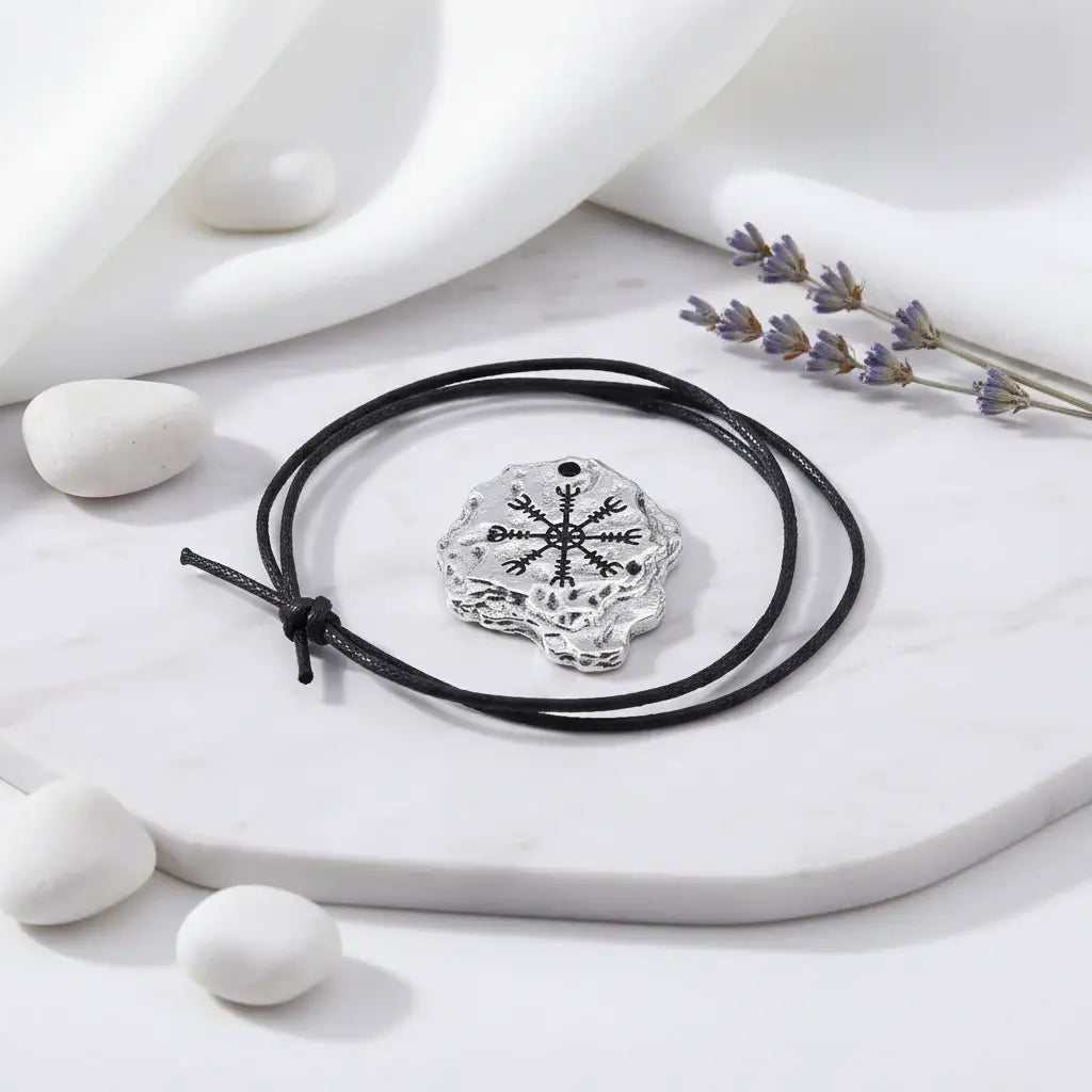 Aegishjalmr Viking necklace for men – Viking Rune Pendant Norse Amulet - Hadi Craft