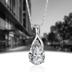 Angel Tears Drop Pendant Necklace – Silver Plated Diamond Look Clavicle Jewelry for Women - Hadi Craft
