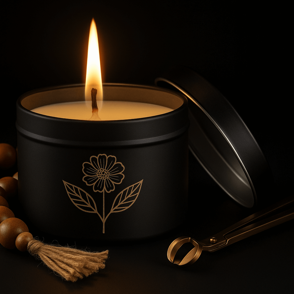 Aroma Candle French Linen -Peony Rose - French pine with Tin customized engraving - Hadi Craft