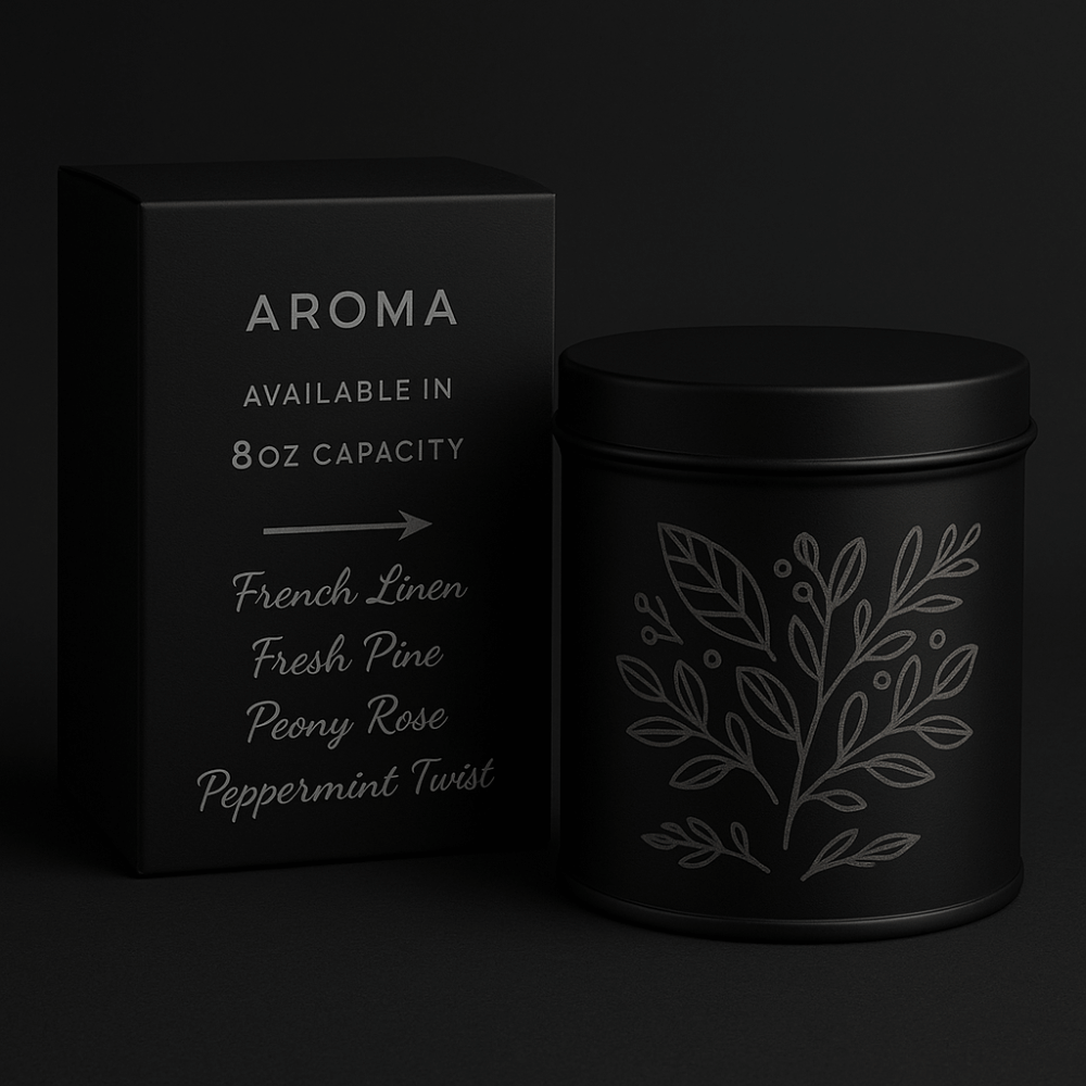 Aroma Candle French Linen -Peony Rose - French pine with Tin customized engraving - Hadi Craft