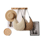 Asymmetric Straw Shoulder Bag Woven Bag Solid Color - Hadi Craft