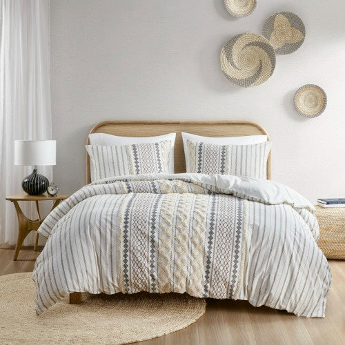 Aztec cotton chenille duvet cover set - Hadi Craft USA