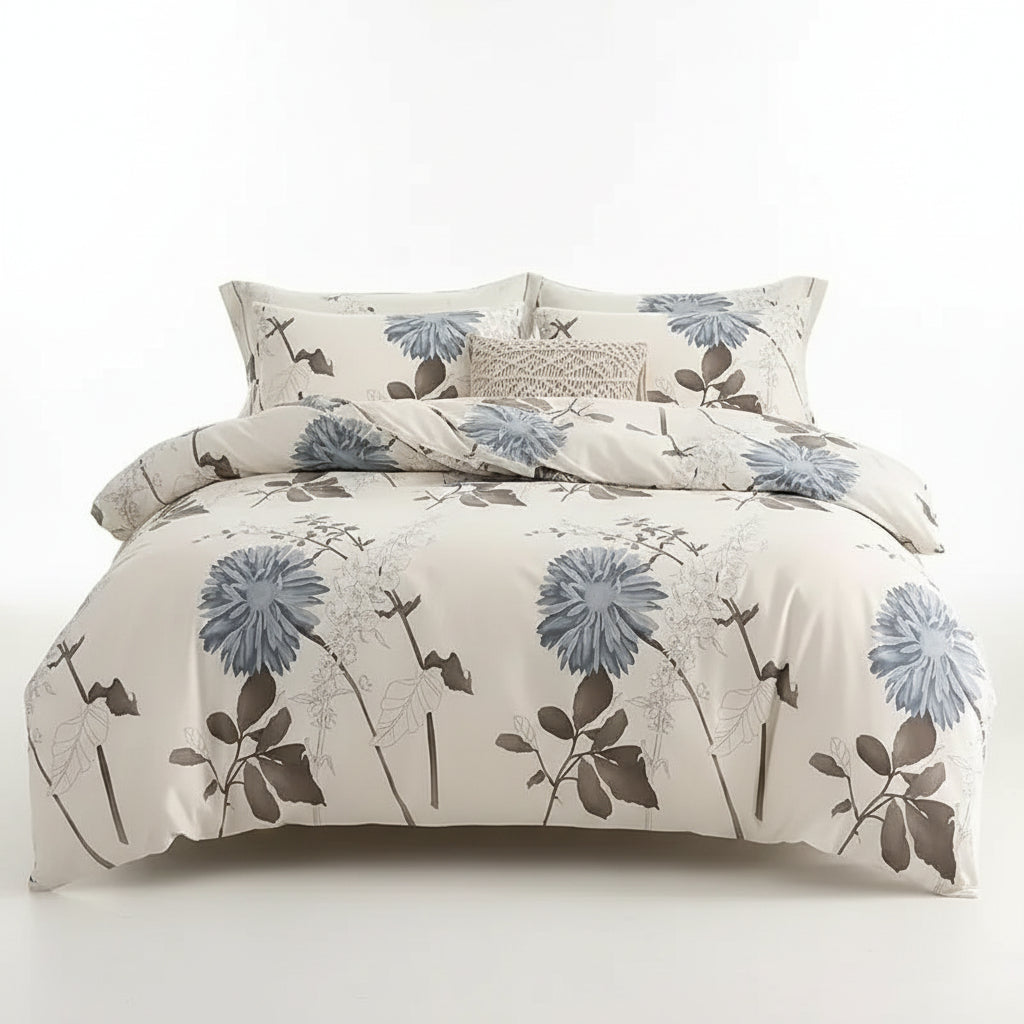 Big Floral Duvet Cover Set – Soft Cotton Blend Bedding, Modern Minimalist Comforter Cover with Pillowcase