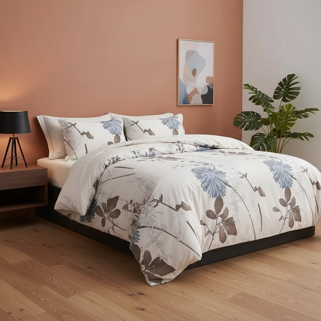 Big Floral Duvet Cover Set – Soft Cotton Blend Bedding, Modern Minimalist Comforter Cover with Pillowcase