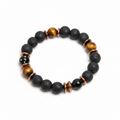 Black Lava and Tiger eye stone Bead Bracelet - Hadi Craft