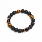 Black Lava and Tiger eye stone Bead Bracelet - Hadi Craft