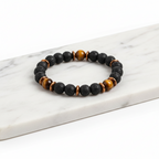 Black Lava and Tiger eye stone Bead Bracelet - Hadi Craft