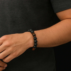Black Lava and Tiger eye stone Bead Bracelet - Hadi Craft