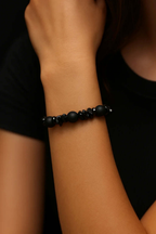 Black Onyx and black chip stone Bead Bracelet - Hadi Craft