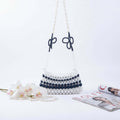 Black and White Floral Satchel Bag Handmade - Hadi Craft