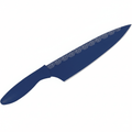 Black coated stainless steel knife. Navy synthetic handle - Hadi Craft