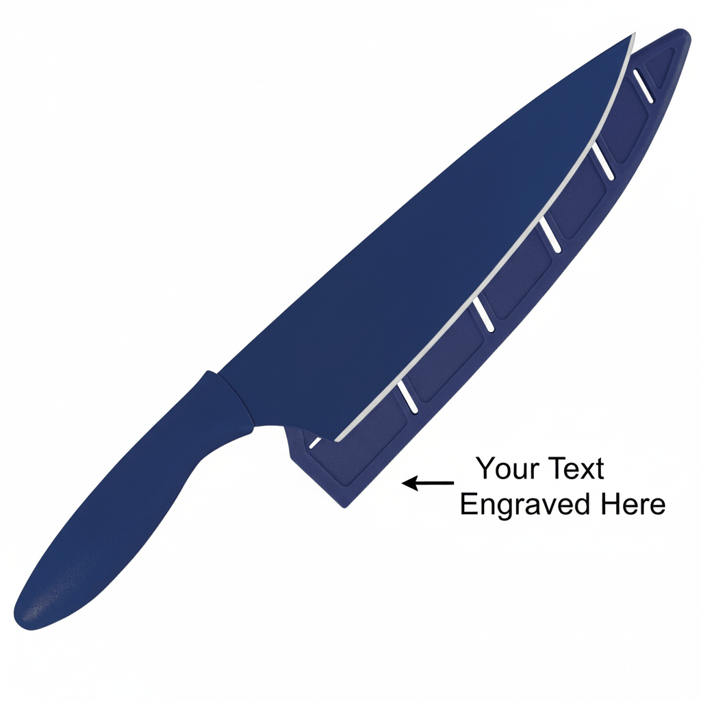 Black coated stainless steel knife. Navy synthetic handle - Hadi Craft